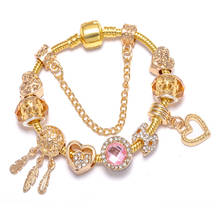 Pulsera con cuentas de corazón de cristal para mujer y niño, brazalete con cadena de serpiente, joyería de Navidad 2024 - compra barato