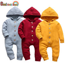 Autumn Newborn Clothes Cotton Baby Boy Girl Romper Long Sleeve Knitted Ribbed Hooded Jumpsuit Spring Solid Infant Clothing 0-18M 2024 - buy cheap