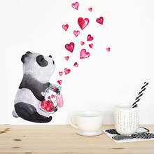 Hand Pained Cartoon Heart Panda Wall Stickers for Kids Room Home Decoration Wall Decals Living Room Bedroom Mural Home Decor 2024 - buy cheap