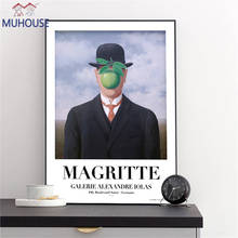 Настенная картина Magritte, рисунок на холсте, мужчина, прячущийся позади яблока, плакаты и печать, сюрреалистичная картина, украшение для гостиной и дома 2024 - купить недорого