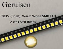 Chip de led smd 2835, 50 peças, branco quente 0.5w 3v 150ma 50-55lm ultra brilhante smt, montagem em superfície, faça você mesmo, lâmpada de diodo emissora de luz 2024 - compre barato