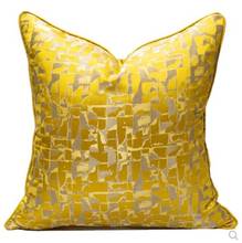 Simple and modern small lattice golden yellow pillowcase living room sofa cushion cover 2024 - buy cheap