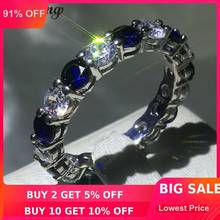 Choucong-anillo clásico de Plata de Ley 925 con zirconia cúbica, anillo de compromiso con zirconia cúbica azul de 4mm para mujeres y hombres, joyería de aniversario 2024 - compra barato