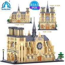 Qunlong high-tech notre dame catedral diy street view série mundialmente famoso modelo de construção bloco de brinquedos presentes adultos 2024 - compre barato