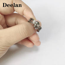 DEELAN романтическое кольцо с черепом и розовым кристаллом из фианита серебряные кольца для женщин ювелирные изделия для помолвки модное кольцо для подарка на день рождения 2024 - купить недорого