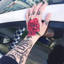 Tatuagem adesiva temporária para mulheres, tatuagem falsa com flor vermelha à prova d'água para mulheres e meninas 2024 - compre barato