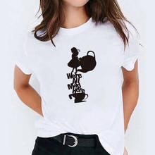 С оформлением в стиле «Алиса в стране чудес» для Женская Футболка Harajuku Kawaii мы All Mad Here и Графический Футболка сезон: весна-лето модная женская футболка в уличном стиле 2024 - купить недорого