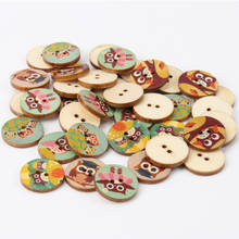 Button accessories for clothes Mix Cartoon Owl Wooden Buttons Round Botones Handmade Accessories Decoration  20mm 20pcs 2024 - buy cheap
