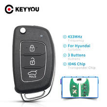 KEYYOU Remote Car Key Flip For Hyundai New IX35 IX25 IX45 Elantra Santa Fe Sonata ID46 Chip TOY40 Blade 433MHz 3 Buttons 2024 - buy cheap