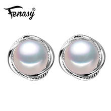 FENASY 925 Sterling Silver Natural Freshwater Pearl Earrings Women Pink Fashion Style Geometric Small Cute Stud Earrings 2024 - buy cheap
