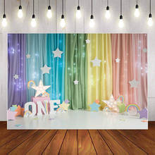 Mehofond Photography Background Rainbow Colorful Curtains Stars Princess Girl Birthday Party Cake Smash Backdrop Photo Studio 2024 - buy cheap