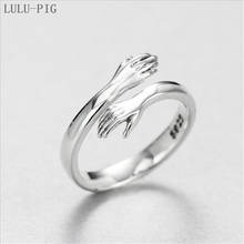 LULU-PIG  Hot New 925 Silver   European And American Jewelry Love Hug Ring Retro Fashion Tide Flow Open Ring R0234 2024 - buy cheap