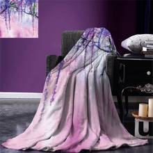 Cobertor decorativo em aquarela, cobertor para cama sofá roxo claro com cores incríveis 2024 - compre barato