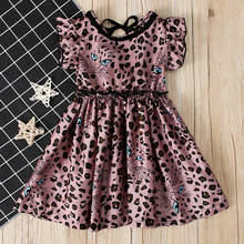 40# Summer Leopard Print Dress Toddler Kids Baby Girls Ruffled Sleeveless Lace Princess Casual Dress Flower Girl Dresses 2024 - buy cheap