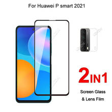 Стекло с полным покрытием для Huawei P Smart 2021, защита экрана, защитное закаленное стекло, Взрывозащищенная пленка для объектива камеры 2024 - купить недорого