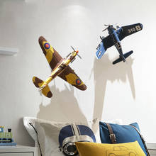 European Wrought Iron Airplane Wall Hanging Decoration Children's Room Wall Mural Crafts Home Livingroom Wall Sticker Ornaments 2024 - buy cheap