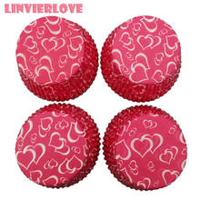 LINVIERLOVE 100pcs Red Heart Printing Muffin Cases Paper Cup Cake Cupcake Liner Baking Mold Paper Cake Tray Cake Decor Tools 2024 - buy cheap