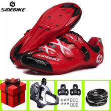 SIDEBIKE-zapatos de ciclismo para hombre y mujer, zapatillas deportivas profesionales ultraligeras con autosujeción para bicicleta de carretera, Color Rojo 2024 - compra barato