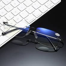 Rimless Anti-blue Men Reading Glasses Ultralight Square Bifocal Magnifier Anti-fatigue Computer Eyewear 2024 - buy cheap