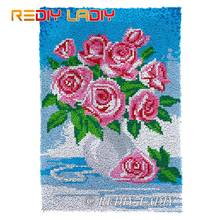 Latch Hook Rug Pink Rose Vase Chunky Yarn Tapestry Kits Crochet Cushion Mat DIY Carpet Rug Needlework Hobby & Crafts 58*87cm 2024 - buy cheap