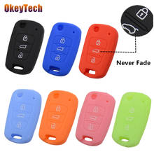 OkeyTech 3 Button Silicone Car Key Case For Kia RIO K2 K5 Sportage For Hyundai i20 i35 iX20 Solaris Verna Auto Key Cover Fob 2024 - buy cheap