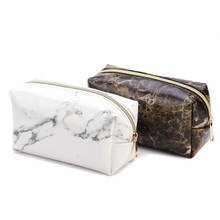 Large Marble Pencil Case Pu Pen Box Big Capacity Pu Makeup Bag For Girls Leather Cosmetic Bag Office School Supplies Stationery 2024 - buy cheap