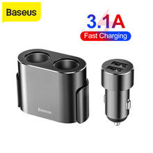 Baseus-cargador USB Dual para coche, dispositivo de carga rápida de 3.1A, encendedor de cigarrillos, adaptador Universal de teléfono móvil, 2 en 1 2024 - compra barato