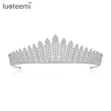 LUOTEEMI Luxurious Princess Queen Pageant Clear CZ Leaf Shape Headband for Bridal Crystal Tiara Crowns Wedding Hair Accessories 2024 - buy cheap