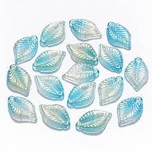 100pcs Transparent Glass Leaves Pendants Colorful Spray Painted Leaf Charms with Glitter Powder for Jewelry diy Making Findings 2024 - buy cheap