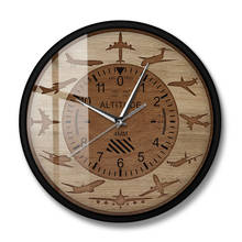 Relógio de parede decorativo com estampa de aeronave, placa de aviação, decoração para casa, presente de piloto, medição de altitude, relógio de parede impresso 2024 - compre barato