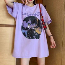 Summer Cotton Loose Tshirt Purple Vintage Graphic Tee Short Sleeve Casual women T Shirt 2024 - buy cheap