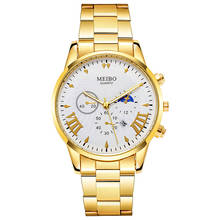 2021 Luxury Brand Men Gold Calendar Watch Fashion Stainless Steel Business Quartz Wristwatch Male Sports Clock Relogio Masculino 2022 - buy cheap