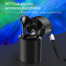 OTTWN Tws M5 Fones De Ouvido Sem Fio Bluetooth 5.0 controle de toque Mini Stereo Baixo Fone de Ouvido Fones De Ouvido Esporte Fone de Ouvido com Caixa de Carga 2024 - compre barato