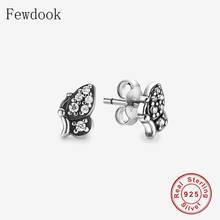 100% 925 Silver Small Animal Insect Butterfly Cubic Zirconia Stud Earring Baby Women Statement Brinco Kid Pendientes 2022 NEW 2024 - buy cheap