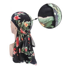 Sombrero Floral de terciopelo Durag HipHop Du Doo, Bandana elástica, sombreros de cola larga, envoltura de cabeza du-rag para hombres, gorro de quimio con estampado de flores 2024 - compra barato