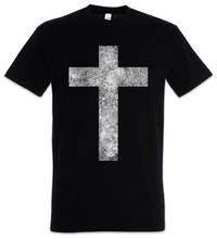 Camiseta manga curta 2018 de algodão, camiseta masculina cristã cruz ii do religioso 2024 - compre barato