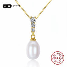 JQUEEN 8-9mm Freshwater Pearl Pendant Necklace 925 Sterling Silver Cubic Zirconia White Pink Purple Pearl Elegant Necklace 2024 - buy cheap