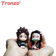 Tronzo Cute Anime Demon Slayer Kimetsu no Yaiba Mini Kamado Tanjirou Nezuko Action Figure Model Doll Toys Gift For Halloween 2024 - buy cheap