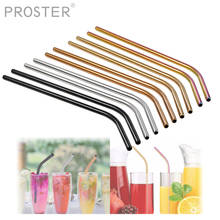 PROSTER 10 pcs for Bent Drinking Straws Stainless Steel Metal Drinking Reusable Plastic Straws bent straws with Brushes 2024 - buy cheap