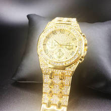 Мужские часы в стиле хип-хоп, Лидирующий бренд, роскошные часы со льдом, золотые бриллиантовые часы для мужчин, кварцевые наручные часы, водонепроницаемые Relogio Masculino 2024 - купить недорого