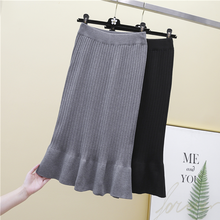 Fishtail Black Long Knitted Female Plus Large Size Korean Oversized Vintage Women'S Pencil Skirts Woman Clothes Lady Trendy 6422 2024 - buy cheap