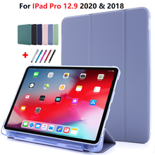 Ultra fino caso capa com suporte de lápis para ipad pro 2020 2018 12.9 "tablet trifold smart cover para ipad pro 12 9 caso 2020 2024 - compre barato