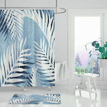 Cortina de ducha con estampado de hojas verdes, cortina de baño con planta Tropical, pantalla de baño impermeable de naturaleza, tela para decoración de bañera 2024 - compra barato
