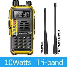 Antena vhf uhf 10w 2 peças baofeng tri-band, 136-174mhz/220-225mhz/400-520mhz, walkie talkie portátil de longa distância para 10km 2024 - compre barato