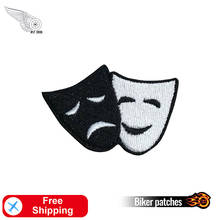 Comedy and Tragedy Mask Embroidery Patches Iron on Badge for Clothing Custom Design Punk Cool Applique Biker Jackets Accessories 2024 - buy cheap