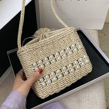 Summer Straw Shoulder Handbag 2021 New Rattan Wicker Straw Woven Pearl Design Crossbody Bag Travel Hand Bag 2024 - buy cheap