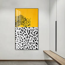 Pintura em tela de girafa amarela brilhante, zebra, leopardo, arte para parede, pôsteres nórdicos, estampas, decoração para quarto de criança 2024 - compre barato