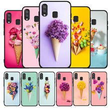 Ice Cream Flower black phone Case For Samsung A10 30 40 50 30S 50S 60 70 M10 (M20 M40 A01 31 51 71 A20E  A21S) 2024 - buy cheap