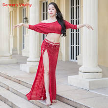 Belly Dance Suit Bat Sleeve Top Split Long Skirt Practice Clothes Set Female Adult Elegant Loose Shirt Performance Clothing 2024 - buy cheap