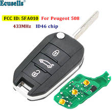 3 botões virar remoto chave fob 433mhz com id46 pcf7941 chip para peugeot 508 301 5008 com hu83 chave em branco 2024 - compre barato